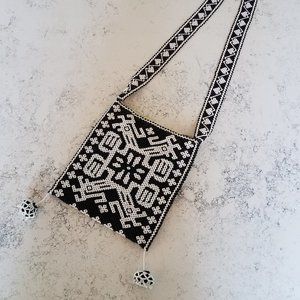 Vintage Black and White Beaded Purse
